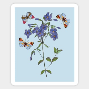 Botanical illustration a plant and a butterfly Sticker